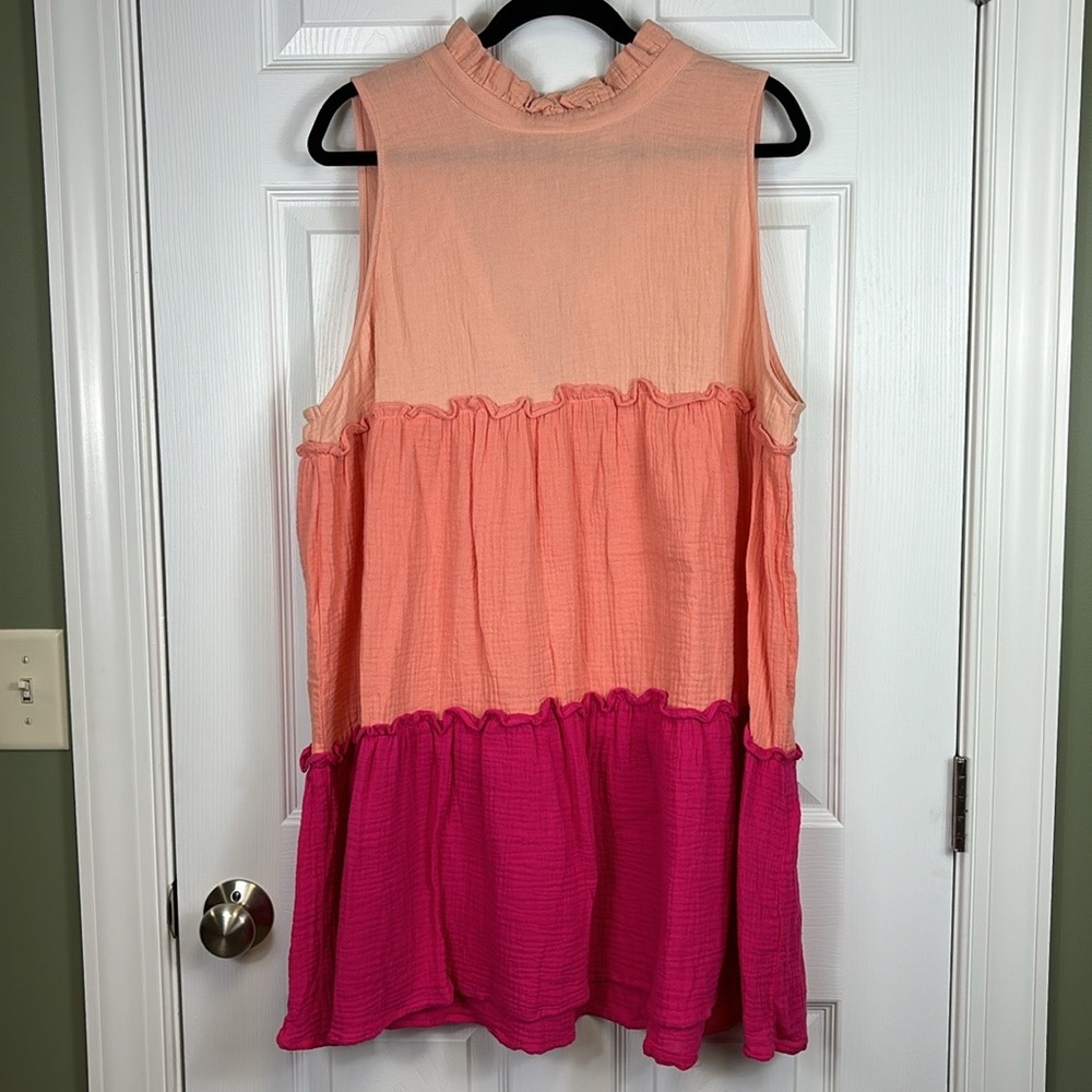 Pomander Place Tuckernuck pink color block sleeveless dress sz xxxl
